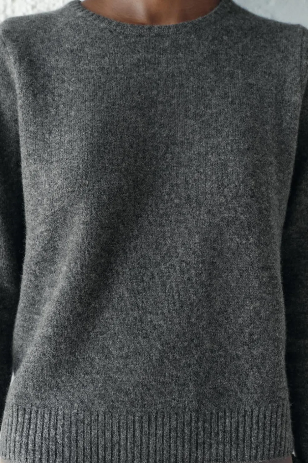 ZARA Cardigan / Camisolas|Malha^CAMISOLA BÁSICA 100% LÃ Cinzento-escuro