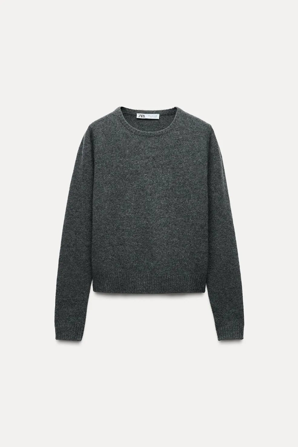 ZARA Cardigan / Camisolas|Malha^CAMISOLA BÁSICA 100% LÃ Cinzento-escuro