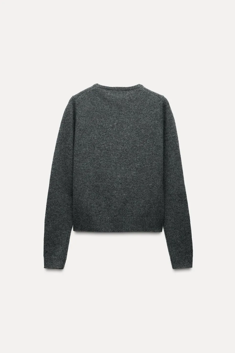 ZARA Cardigan / Camisolas|Malha^CAMISOLA BÁSICA 100% LÃ Cinzento-escuro