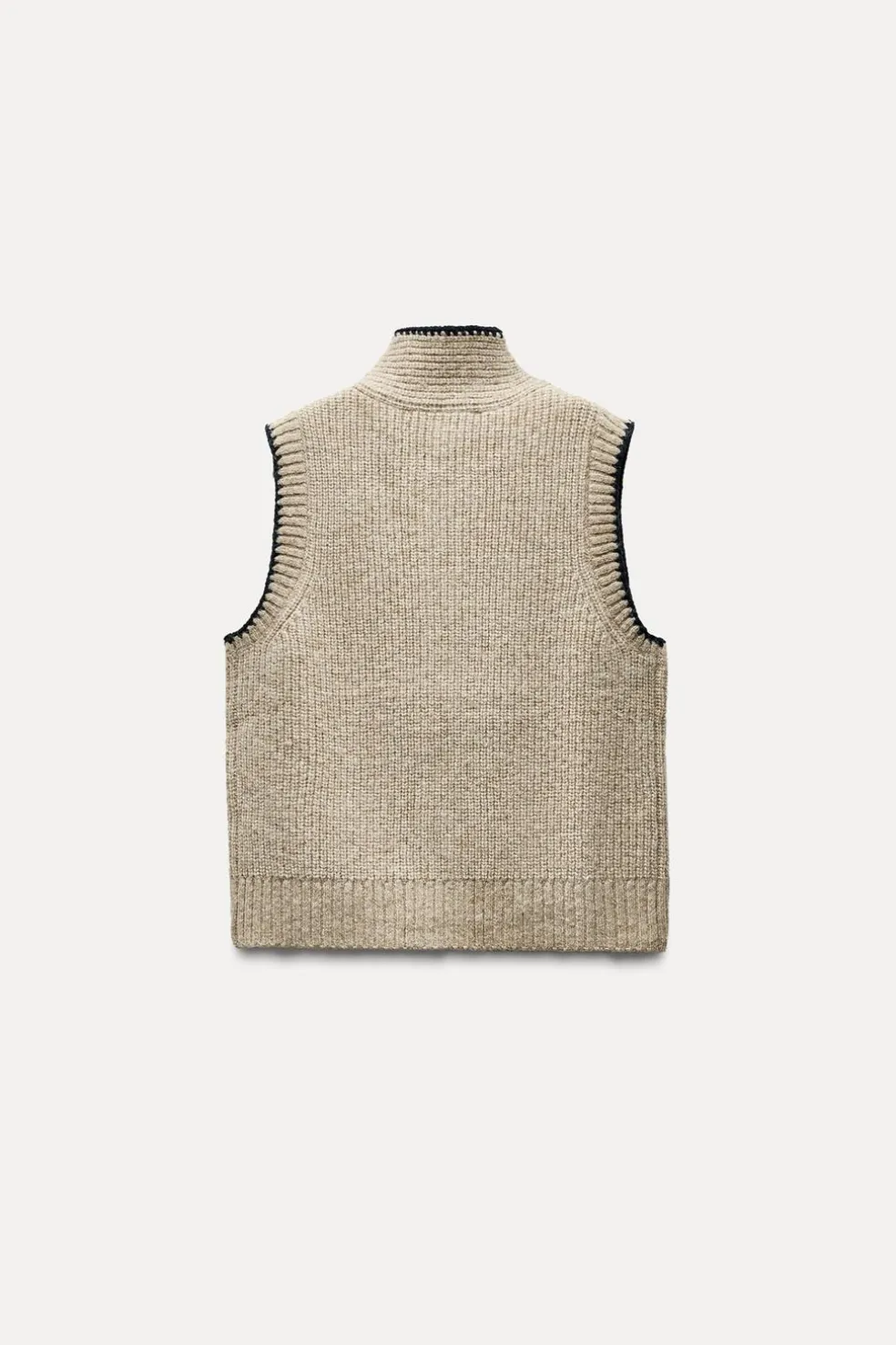 ZARA Winter Layersnew^CAMISOLA COLETE DE MALHA COM LAÇO Castanho / Toupeira