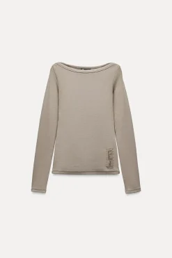 ZARA Sweatshirts / Joggers|T-Shirts^CAMISOLA COM ETIQUETA Cinzento-toupeira