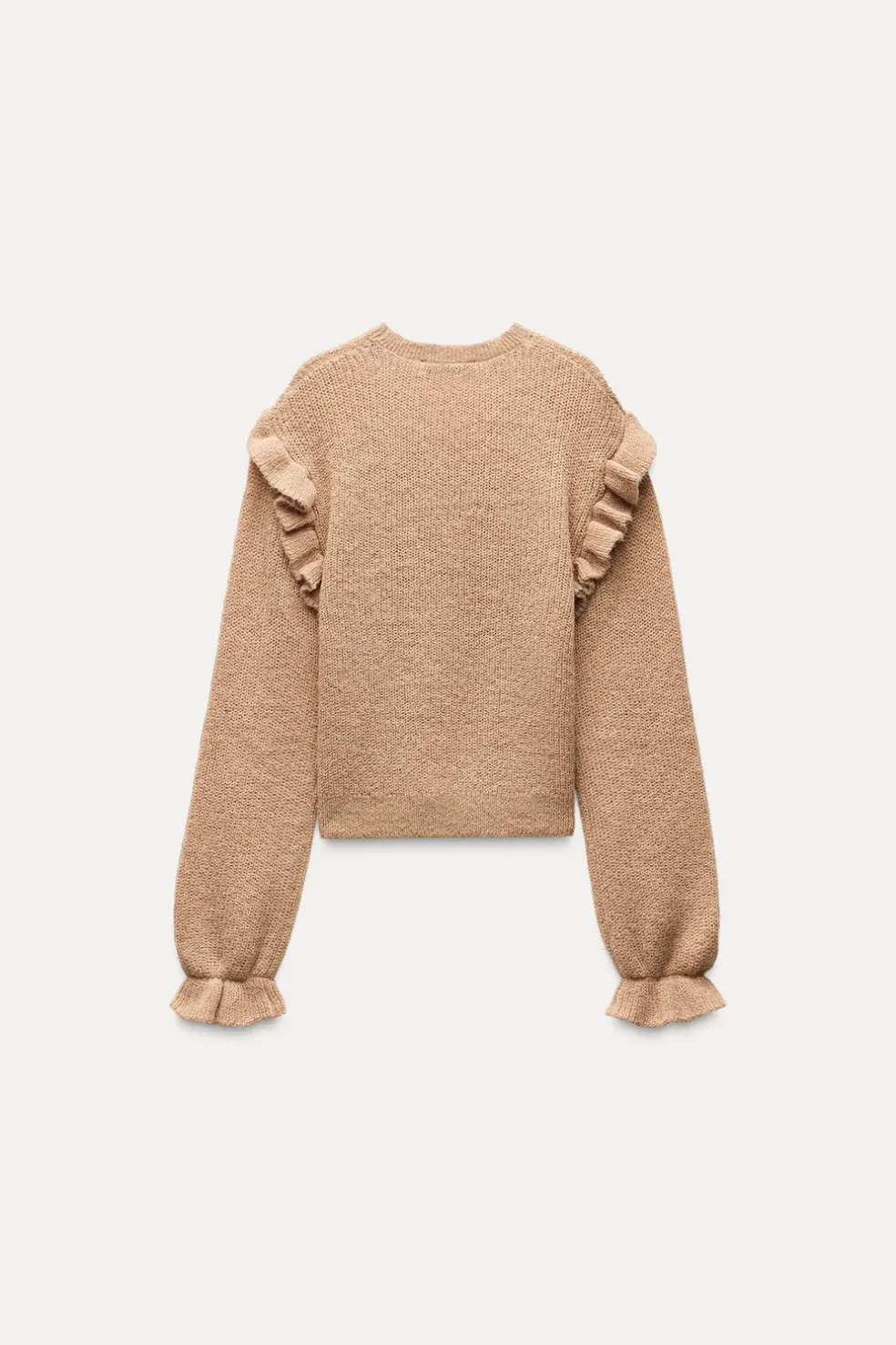 ZARA Cardigan / Camisolas|Malha^CAMISOLA DE MALHA COM FOLHOS Camel-médio