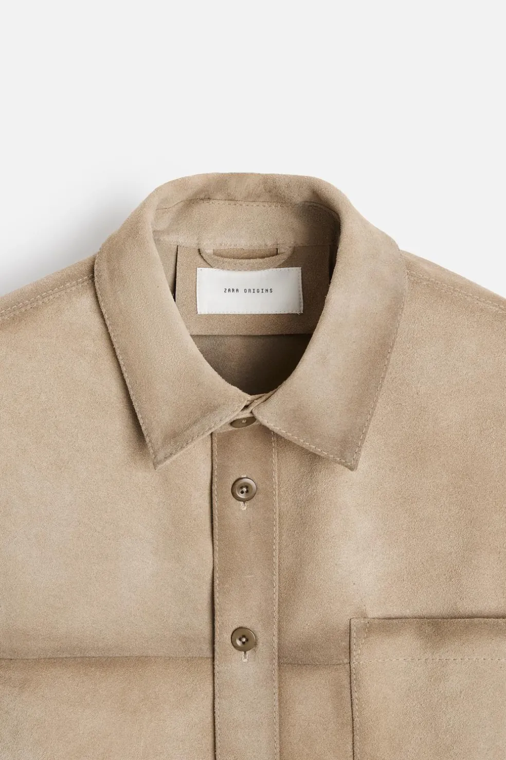 ZARA Pele|Camisas Compridas^CAMISOLA DE PELE CAMURÇA Cinzento-toupeira