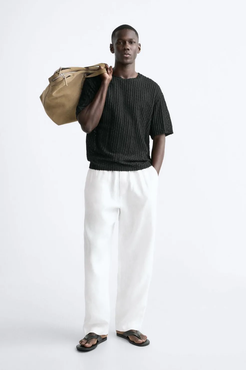 ZARA Camisola / Casacos|T-Shirts^CAMISOLA ESTRUTURA MALHA ABERTA Preto