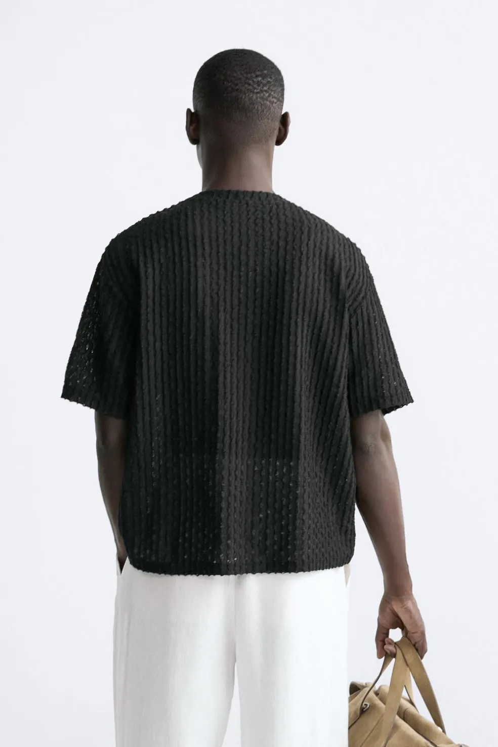 ZARA Camisola / Casacos|T-Shirts^CAMISOLA ESTRUTURA MALHA ABERTA Preto