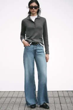 ZARA Winter Layersnew^CAMISOLA GOLA DE POLO SOFT Cinzento-vigoré