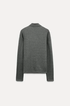 ZARA Winter Layersnew^CAMISOLA GOLA DE POLO SOFT Cinzento-vigoré