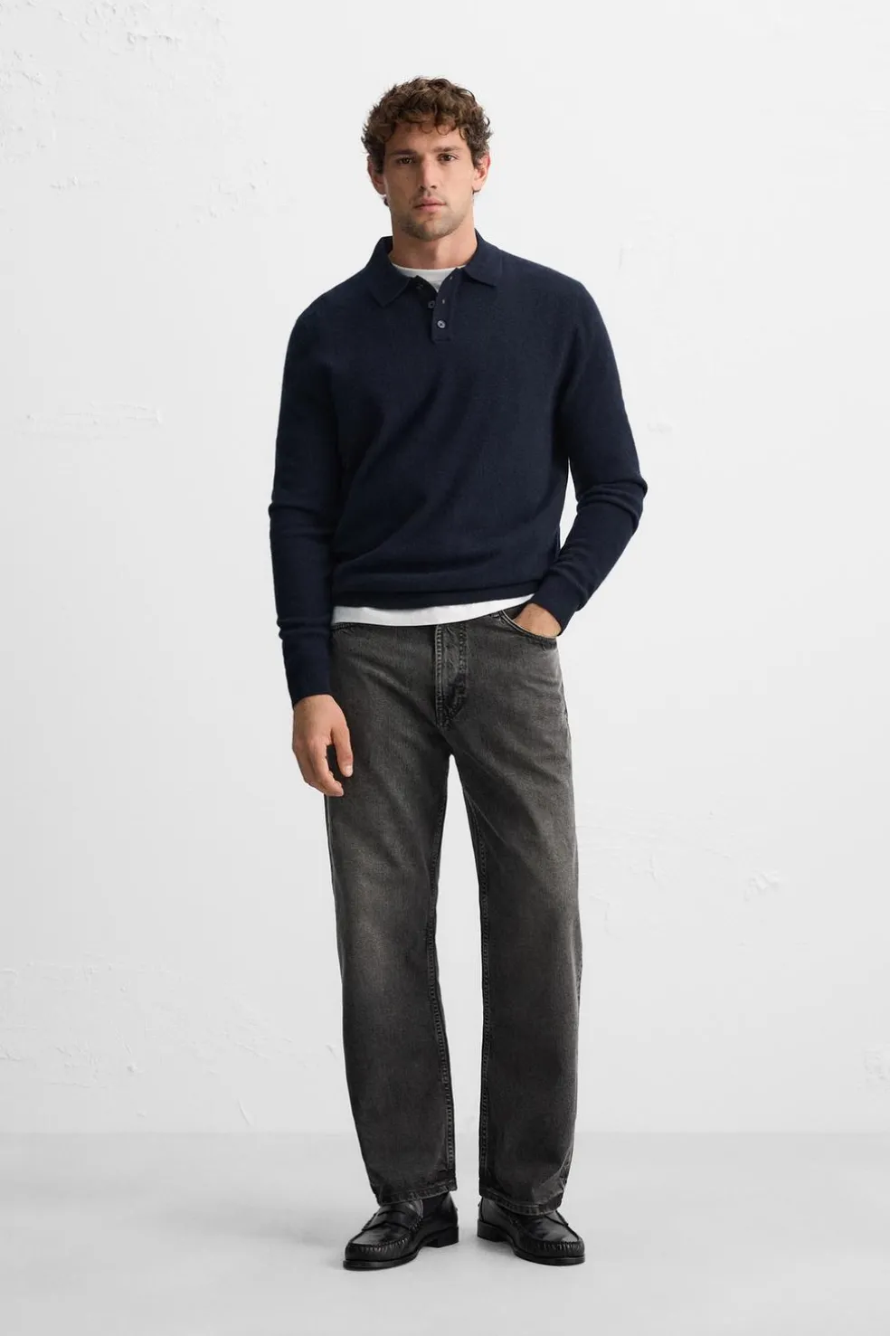 ZARA Camisola / Casacos|Polos^CAMISOLA TIPO POLO DE LÃ Azul