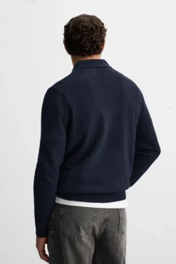 ZARA Camisola / Casacos|Polos^CAMISOLA TIPO POLO DE LÃ Azul