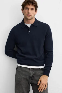 ZARA Camisola / Casacos|Polos^CAMISOLA TIPO POLO DE LÃ Azul