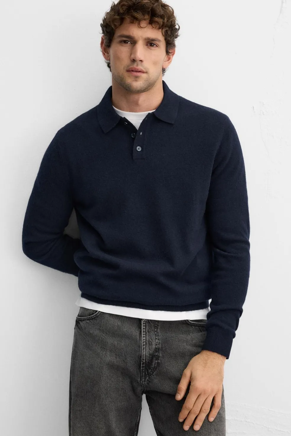 ZARA Camisola / Casacos|Polos^CAMISOLA TIPO POLO DE LÃ Azul