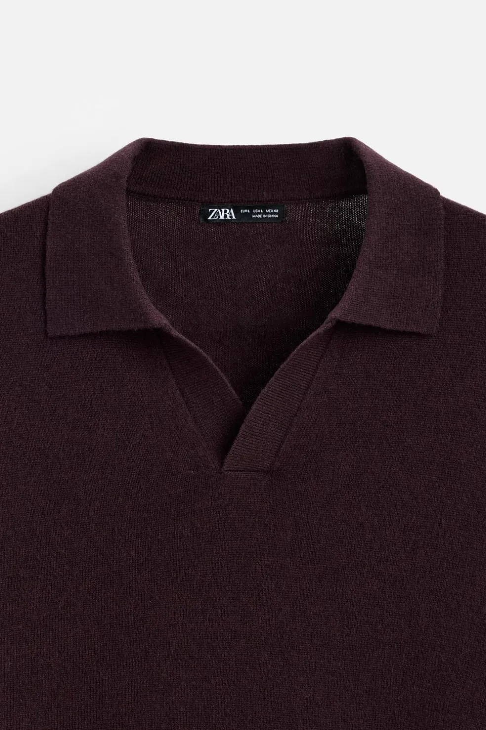 ZARA Camisola / Casacos|Polos^CAMISOLA TIPO POLO DE LÃ Vinho