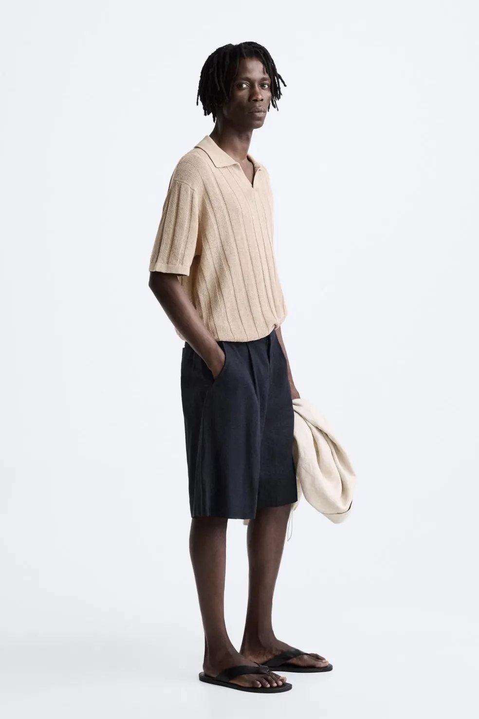 ZARA Camisola / Casacos|Polos^CAMISOLA TIPO POLO DE MALHA CANELADA torrado