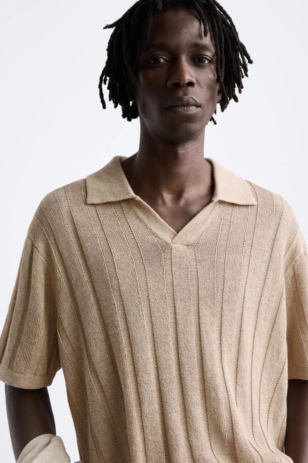 ZARA Camisola / Casacos|Polos^CAMISOLA TIPO POLO DE MALHA CANELADA torrado