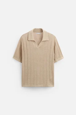 ZARA Camisola / Casacos|Polos^CAMISOLA TIPO POLO DE MALHA CANELADA torrado