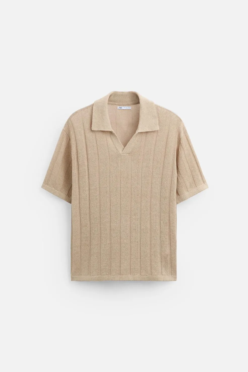 ZARA Camisola / Casacos|Polos^CAMISOLA TIPO POLO DE MALHA CANELADA torrado