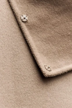 ZARA Sobretudos / Anoraques|Blusões^CAPA ASSIMÉTRICA COM LÃ E FRANJAS Camel-médio