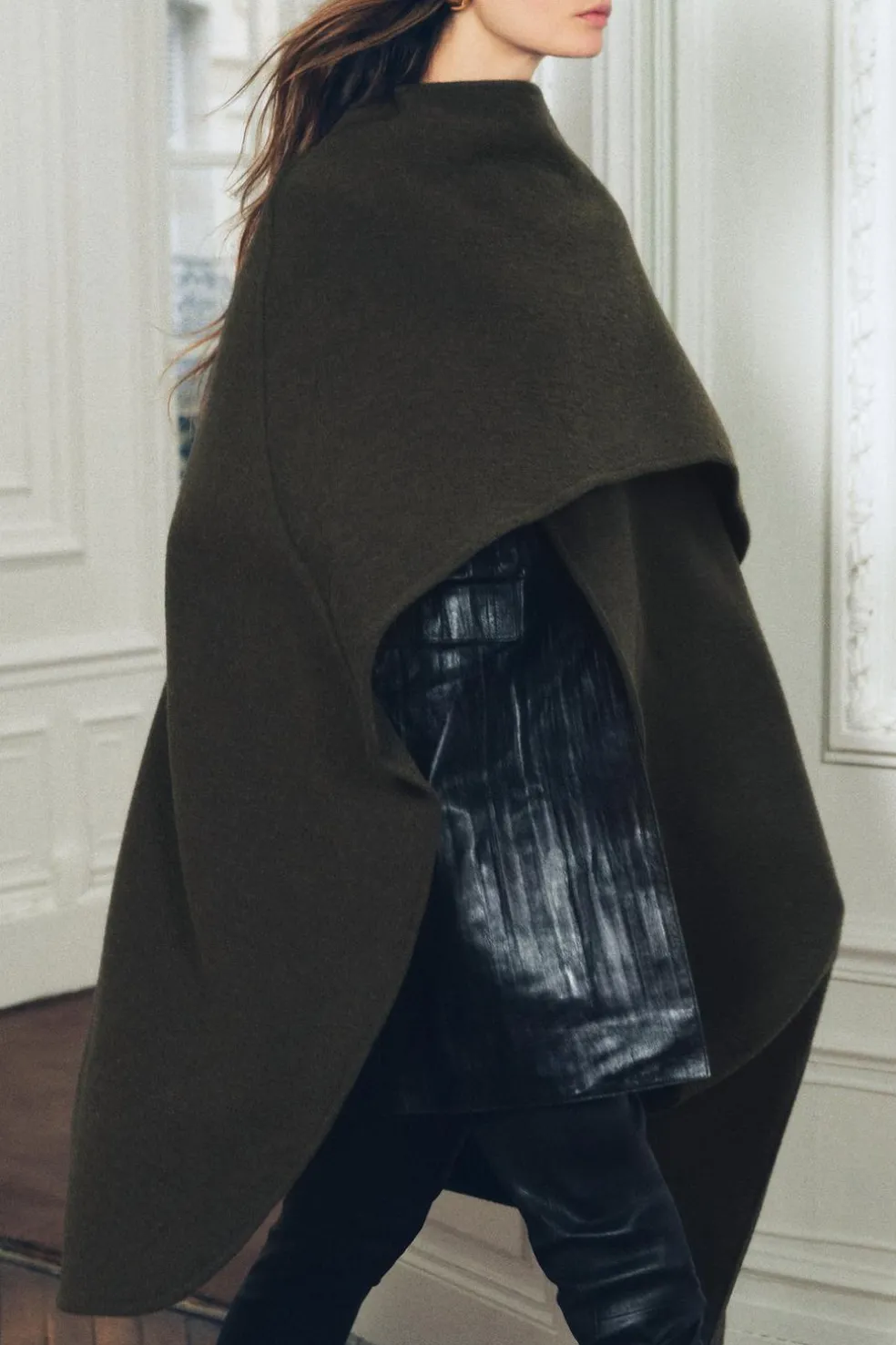 ZARA Sobretudos / Anoraques^CAPA ASSIMÉTRICA MISTO DE LÃ ZW COLLECTION Musgo