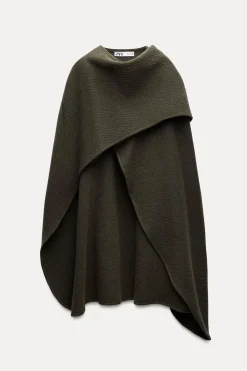 ZARA Sobretudos / Anoraques^CAPA ASSIMÉTRICA MISTO DE LÃ ZW COLLECTION Musgo