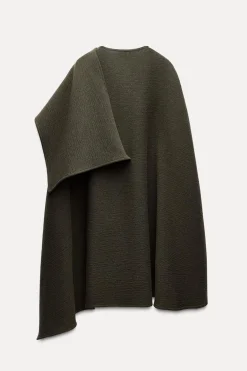ZARA Sobretudos / Anoraques^CAPA ASSIMÉTRICA MISTO DE LÃ ZW COLLECTION Musgo