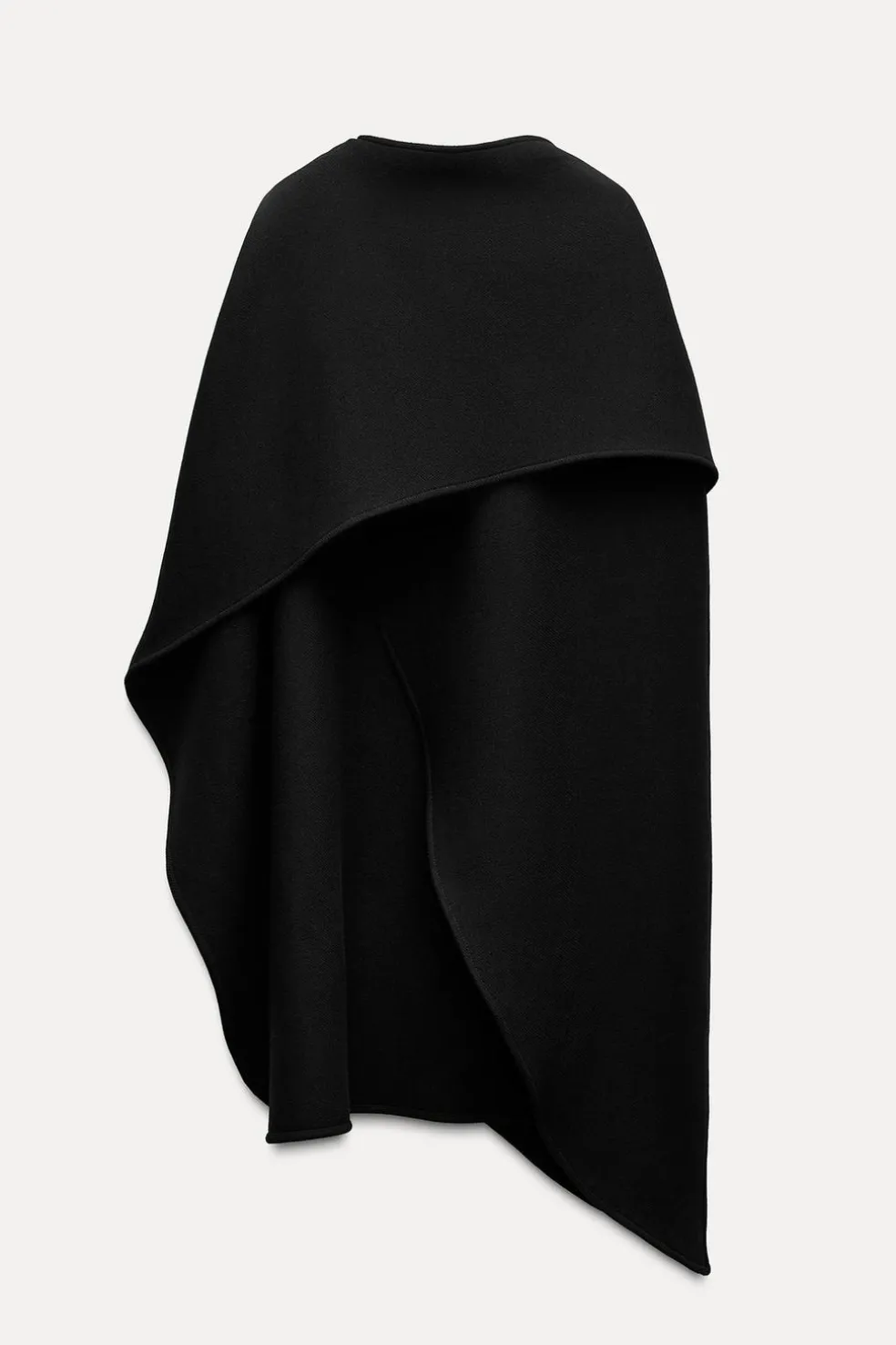 ZARA Sobretudos / Anoraques^CAPA DE LÃ ASSIMÉTRICA COM MISTURA DE LÃ MANTECO ZW COLLECTION Preto