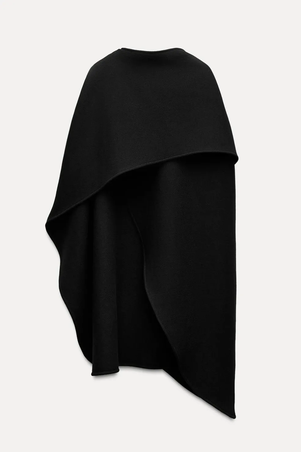 ZARA Sobretudos / Anoraques^CAPA DE LÃ ASSIMÉTRICA COM MISTURA DE LÃ MANTECO ZW COLLECTION Preto