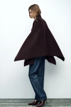 ZARA Tops / Bodies^CAPA DE MALHA ASSIMÉTRICA Borgonha
