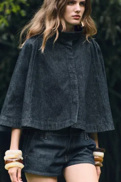 ZARA Sobretudos / Anoraques|Blusões^CAPA EM DENIM ZW COLLECTION Azul