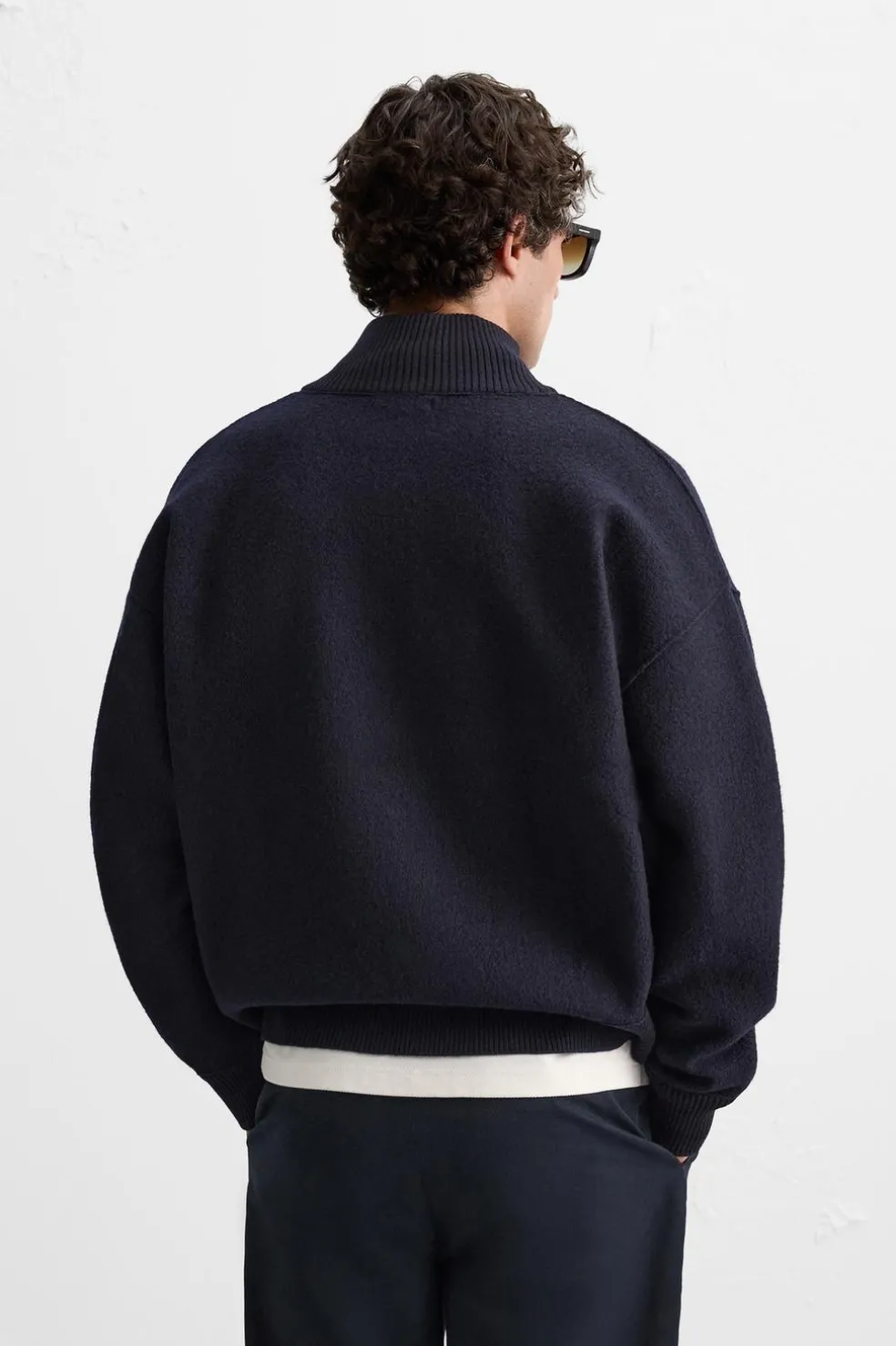 ZARA Camisola / Casacos|Sweatshirts^CARDIGAN DE LÃ COM FECHO DE CORRER Azul-marinho-escuro