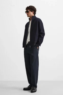 ZARA Camisola / Casacos|Sweatshirts^CARDIGAN DE LÃ COM FECHO DE CORRER Azul-marinho-escuro