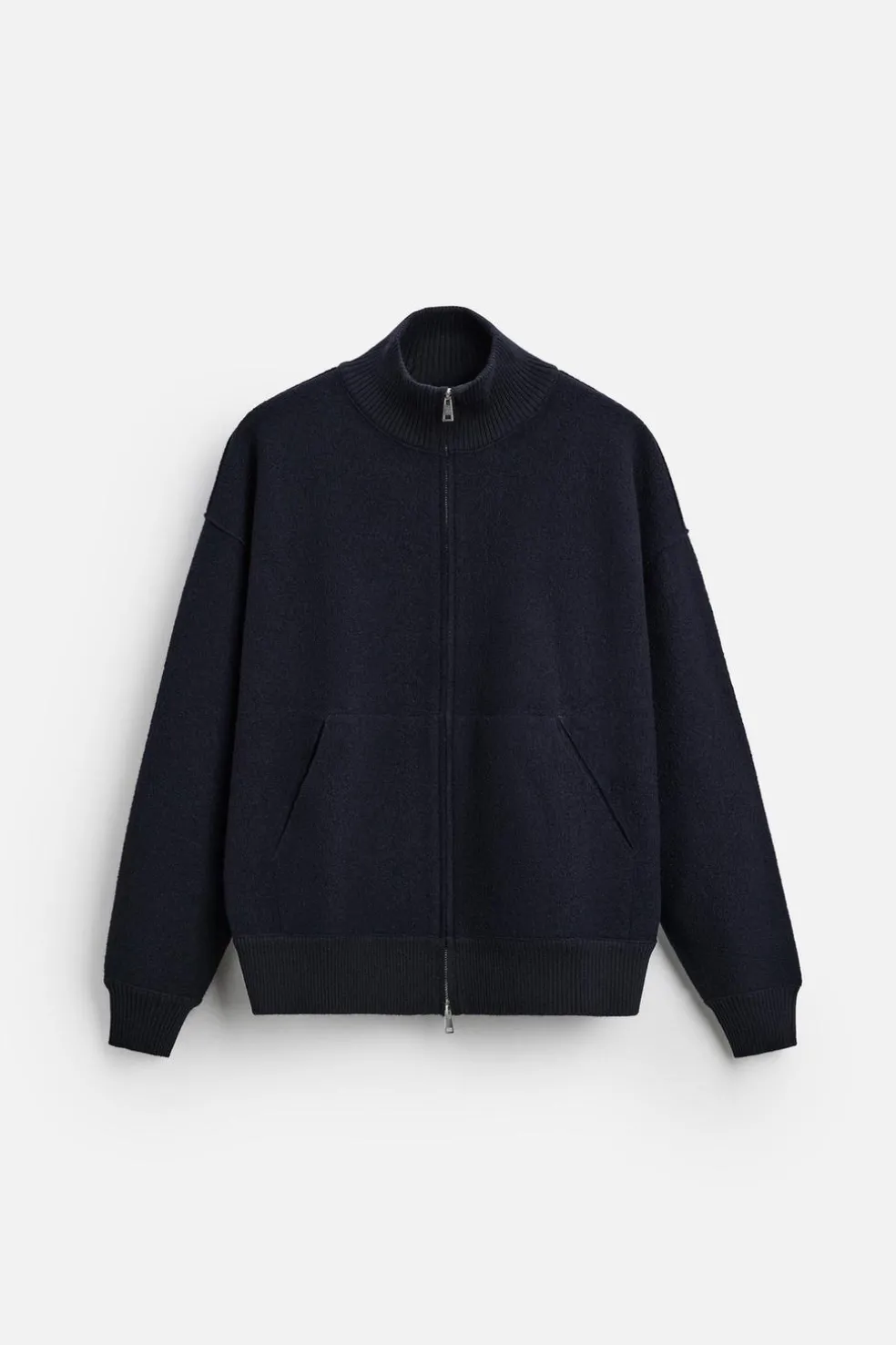ZARA Camisola / Casacos|Sweatshirts^CARDIGAN DE LÃ COM FECHO DE CORRER Azul-marinho-escuro