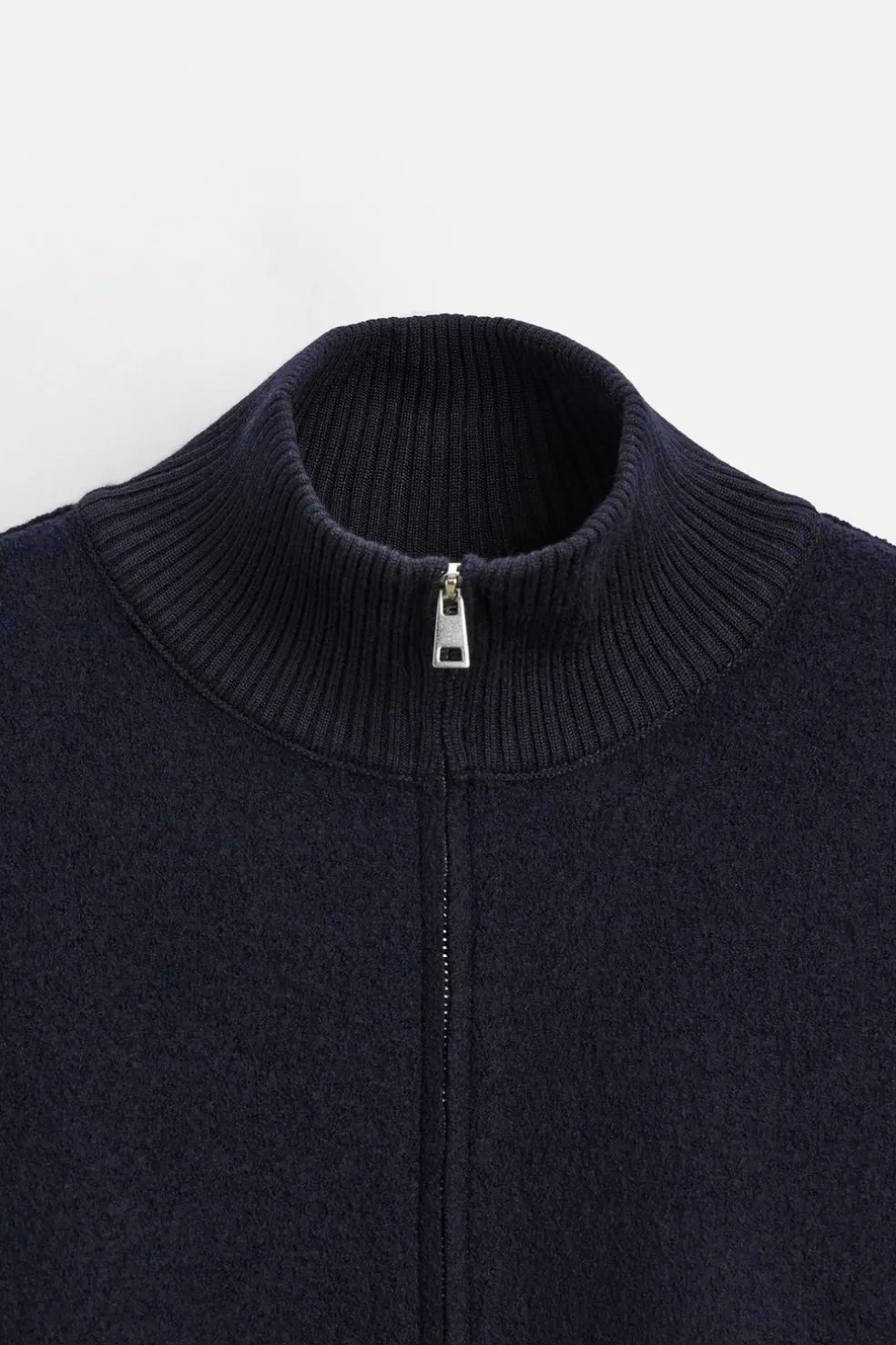 ZARA Camisola / Casacos|Sweatshirts^CARDIGAN DE LÃ COM FECHO DE CORRER Azul-marinho-escuro