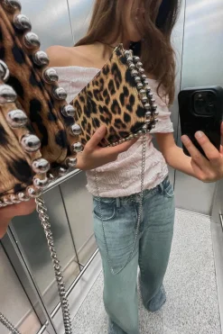 ZARA Malas^CARTEIRA DE TIRACOLO TACHAS Leopardo