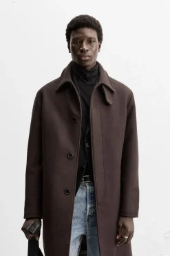 ZARA Vestuário De Inverno|Sobretudos / Gabardinas^CASACO 100% LÃ Chocolate