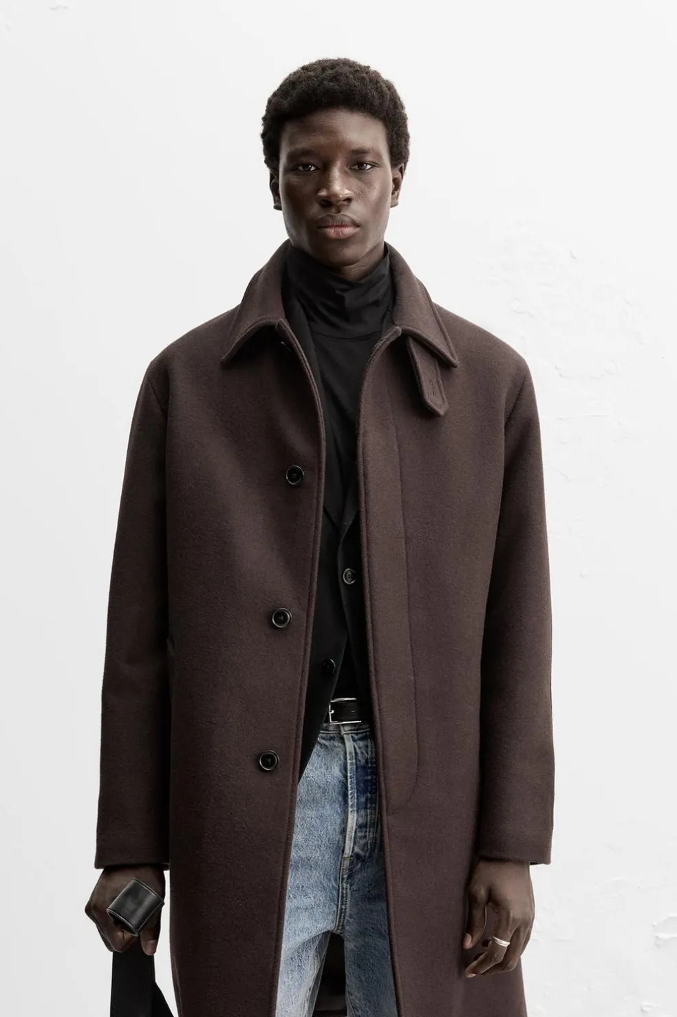 ZARA Vestuário De Inverno|Sobretudos / Gabardinas^CASACO 100% LÃ Chocolate