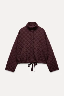 ZARA Winter Layersnew|Sobretudos / Anoraques^CASACO ACOLCHOADO Borgonha
