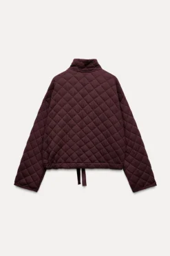 ZARA Winter Layersnew|Sobretudos / Anoraques^CASACO ACOLCHOADO Borgonha