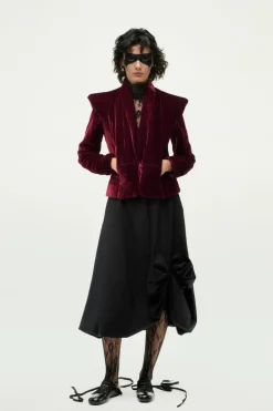 ZARA Sobretudos / Anoraques^CASACO ACOLCHOADO DE VELUDO ZW COLLECTION Vinho