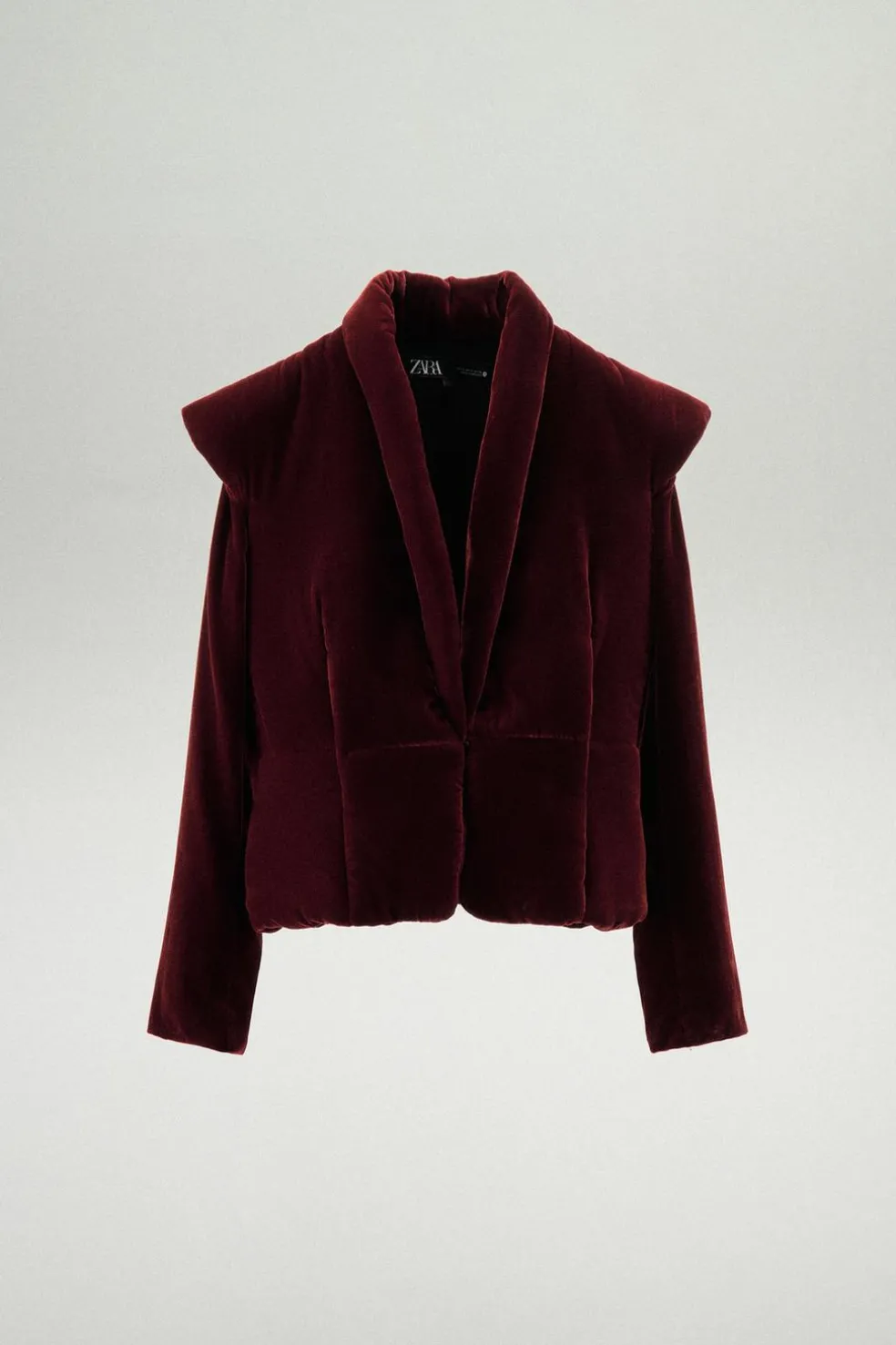 ZARA Sobretudos / Anoraques^CASACO ACOLCHOADO DE VELUDO ZW COLLECTION Vinho