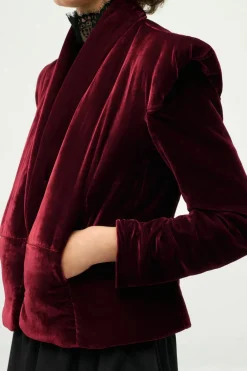 ZARA Sobretudos / Anoraques^CASACO ACOLCHOADO DE VELUDO ZW COLLECTION Vinho
