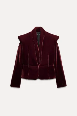 ZARA Sobretudos / Anoraques^CASACO ACOLCHOADO DE VELUDO ZW COLLECTION Vinho