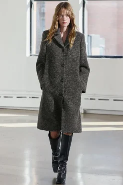 ZARA Sobretudos / Anoraques^CASACO BOUCLÉ COM LÃ MANTECO ZW COLLECTION Cinzento-toupeira