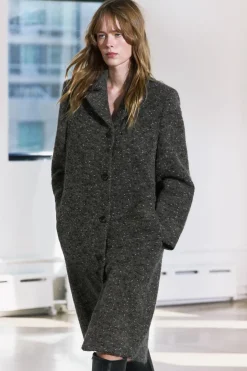 ZARA Sobretudos / Anoraques^CASACO BOUCLÉ COM LÃ MANTECO ZW COLLECTION Cinzento-toupeira