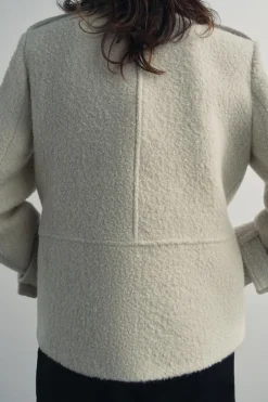 ZARA Sobretudos / Anoraques^CASACO BOUCLÉ COM LÃ ZW COLLECTION Cru