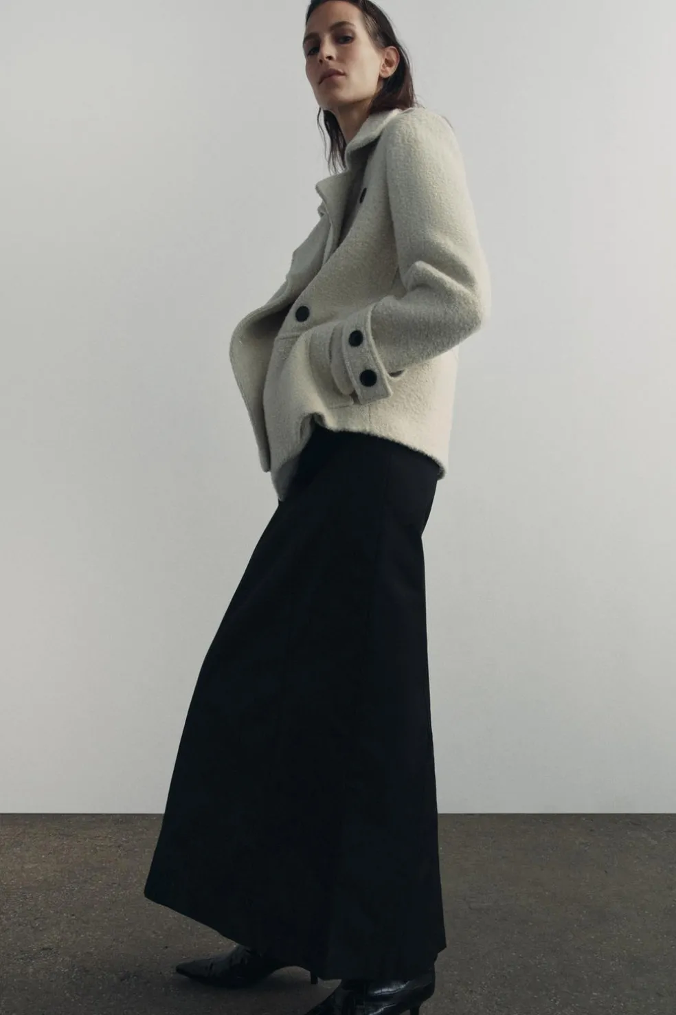 ZARA Sobretudos / Anoraques^CASACO BOUCLÉ COM LÃ ZW COLLECTION Cru