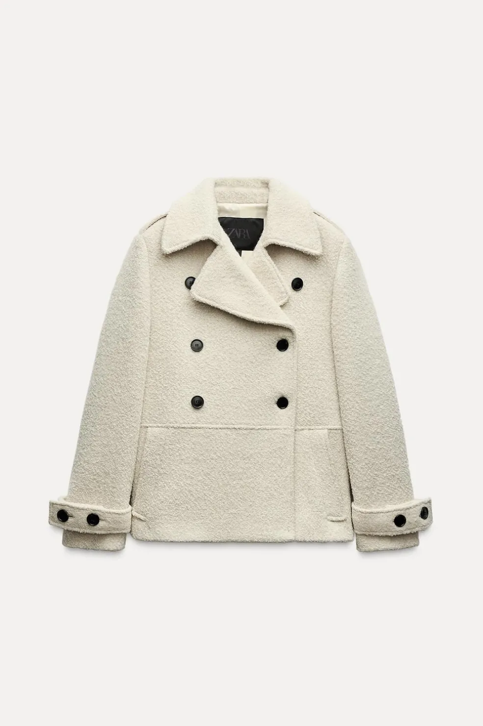 ZARA Sobretudos / Anoraques^CASACO BOUCLÉ COM LÃ ZW COLLECTION Cru