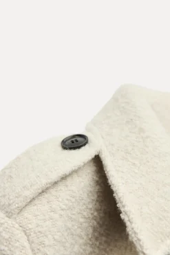 ZARA Sobretudos / Anoraques^CASACO BOUCLÉ COM LÃ ZW COLLECTION Cru
