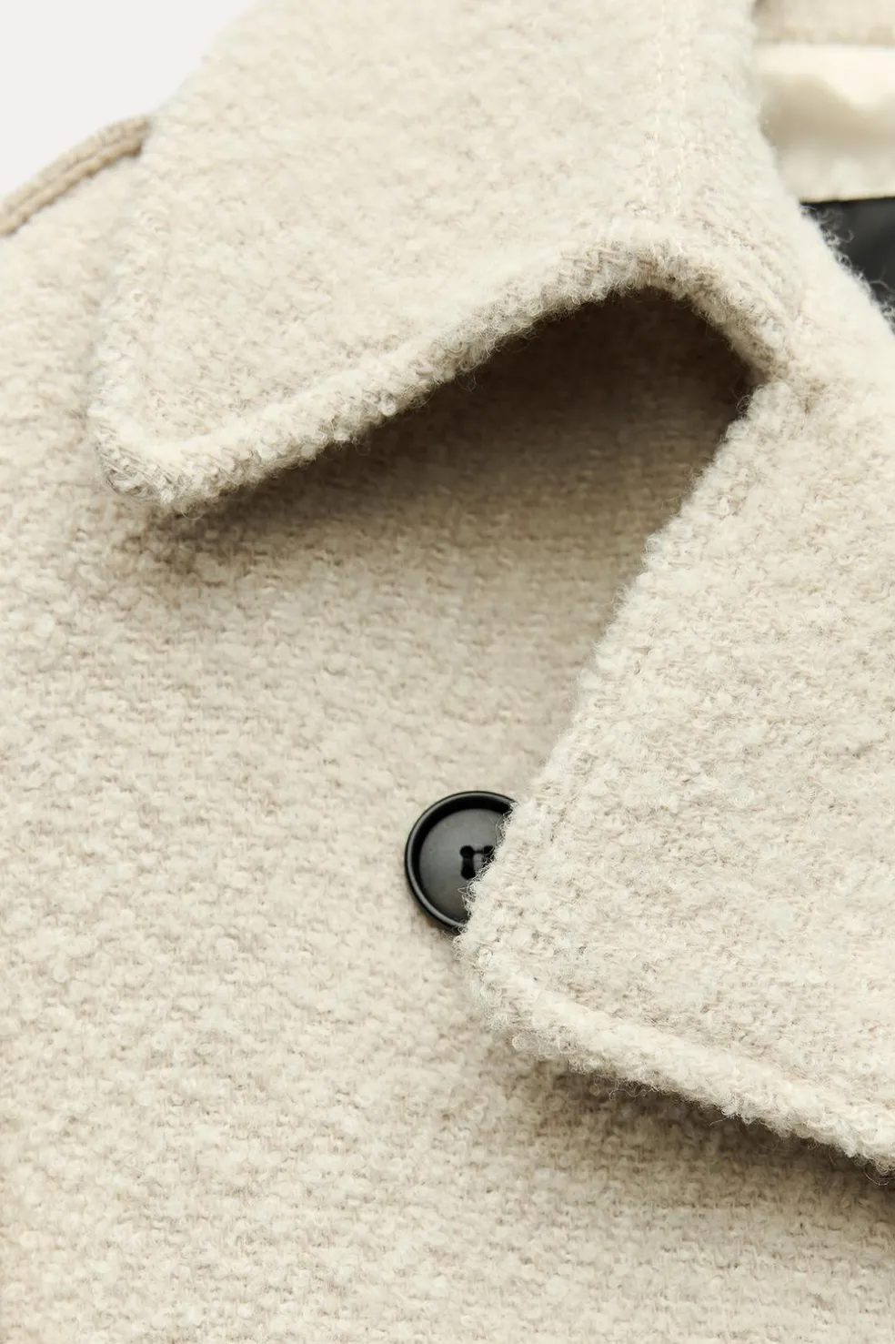 ZARA Sobretudos / Anoraques^CASACO BOUCLÉ COM LÃ ZW COLLECTION Cru