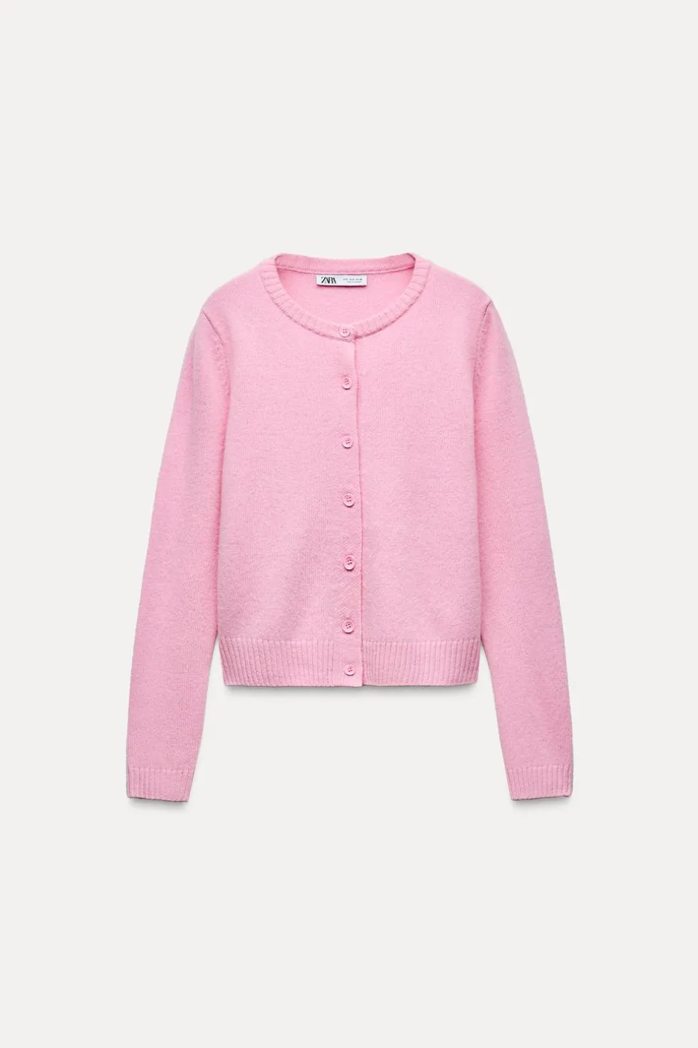 ZARA Cardigan / Camisolas|Malha^CASACO BÁSICO 100% LÃ Rosa