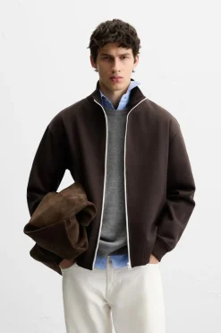 ZARA Blusões|Sweatshirts^CASACO C/ FECHO DE CORRER Tabaco